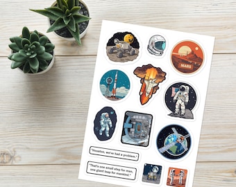 Space Exploration Sticker Sheet Featuring Rocket Launches and More: Blast Off to Adventure