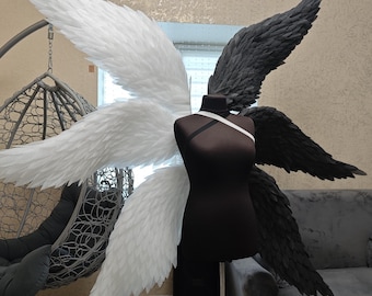 6枚の白い羽根セット、コスプレ衣装、天使の羽根、6枚の羽根の衣装