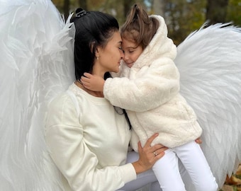 big white angel wings for family photo shoot, cosplay wings, angel costume for christmas, halloween, birthday, valentine's day
