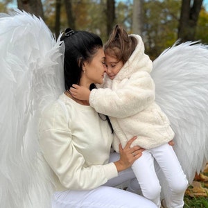 big white angel wings for family photo shoot, cosplay wings, angel costume for christmas, halloween, birthday, valentine's day