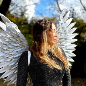 glänzende silberne Isolonflügel, silberne Engelsflügel, wunderschöne Flügel für jeden Anlass