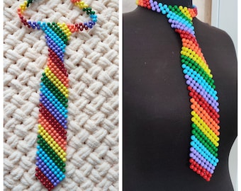 lgbt pride bead tie,lgbt pride tie,rainbow bead tie,lgbt pride,men's tie,women's bead tie