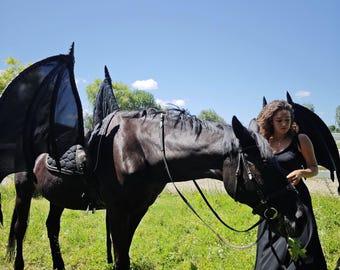 Pferdeflügel, Pegasusflügel, Pferde-Cosplay, Drachenflügel für Pferde, Pferdekostüm für den Pferdetag, Reiterflügel