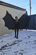 Black wings, bat cape, Gothic black wings, bat dress, halloween cosplay, Black Angel Wings, transparent bat wings, Demon's Cloak with Wings