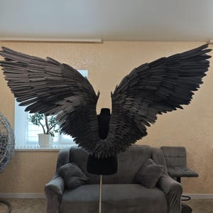 Ali d'angelo al buio - per servizi fotografici, cosplay e decorazioni, Ali d'angelo nere realistiche fatte a mano, Costumi da cosplay, Ali leggere e ariose