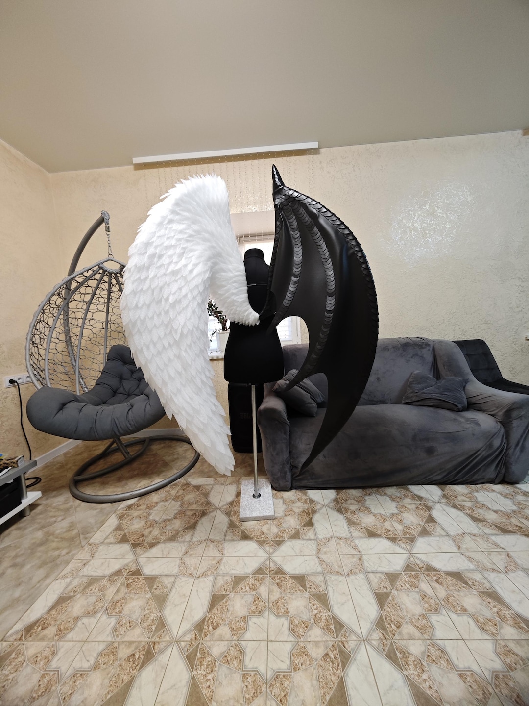Vampire Inflatable Wings Black and White Wings, Cosplay Wings Costume, Vampire Costume, Demon ...