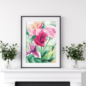 House Decor Floral Painting Handpainted White Poppy Watercolor Digital Download Botanical Wall Art