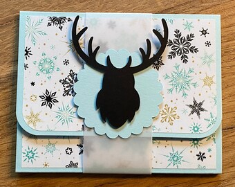 Gutscheinkarte Weihnachten Sterne aqua Geschenkkarte Verpackung Geld Gutscheinverpackung Geldgeschenk Advent Nikolaus Festtage