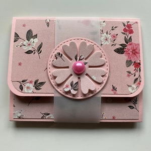 Gutscheinkarte rosa Blumen für Geld/Gutschein Geschenkkarte Verpackung Gutscheinverpackung Geldgeschenk verpacken Hochzeit Glückwunschkarte