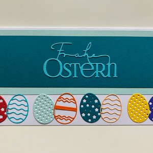 Osterkarte weiß Petrol grün Ostereier Gruß Ostern frohe Ostern Karte zu Ostern