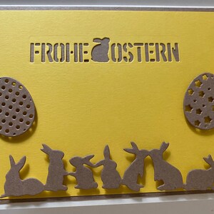 Osterkarte Creme Sonnengelb Osterhasen Ostereier Gruß Ostern frohe Ostern Karte Ostern