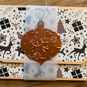 Gutscheinkarte Weihnachts-Motive Apricot Braun Geschenkkarte Verpackung Geld Gutscheinverpackung Geldgeschenk Advent Nikolaus Festtage