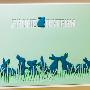Osterkarte weiß Mintgrün Osterhasen Gruß Ostern frohe Ostern Karte Ostern