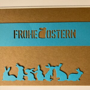 Osterkarte weiß Kraftpapier Osterhasen Karibischblau Gruß Ostern Karte Ostern Frohe Ostern