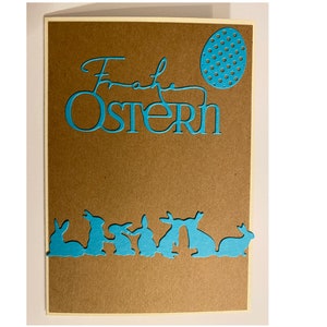 Osterkarte elfenbein Kraftpapier Osterhase Osterei Karibischblau Gruß Ostern Karte Ostern