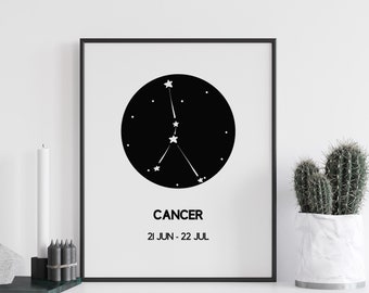 Cancer Gift Constellation Print | Zodiac Wall Art | Astronomy | Astrology Prints As Home Decor in A5, A4
