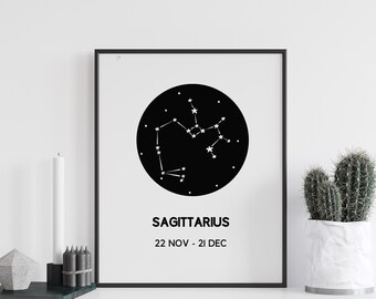 Sagittarius Constellation Print: Zodiac Astrology Wall Art
