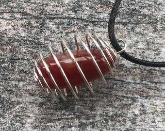 Red Carnelian Necklace | Gemstone Wire Wrap Crystal Jewellery  | July Birthstone | Virgo Zodiac Crystals