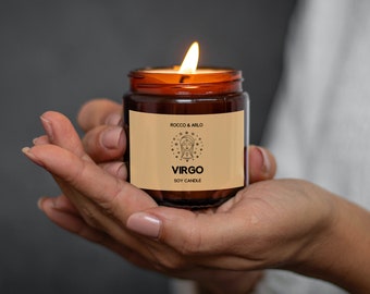 VIRGO Zodiac Crystal &  Candle Making Kit |  | Add Glyph, Star Sign or Constellation Labels | Pear and Freesia Scented