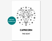 CAPRICORN Star Sign Print | Astrology Gift As Home Decor Boho Wall Art | A4 Digital Download Printable