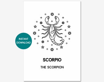 SCORPIO Zodiac Star Sign Print | Scorpio Scorpian Astrology Gift As Boho Wall Art Decor | A4