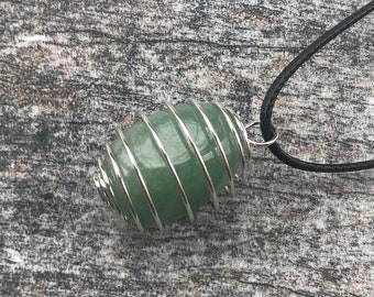 Green Aventurine Gemstone Necklace | Wire Wrap Crystal Jewellery  | August Birthstone | Cancer Zodiac