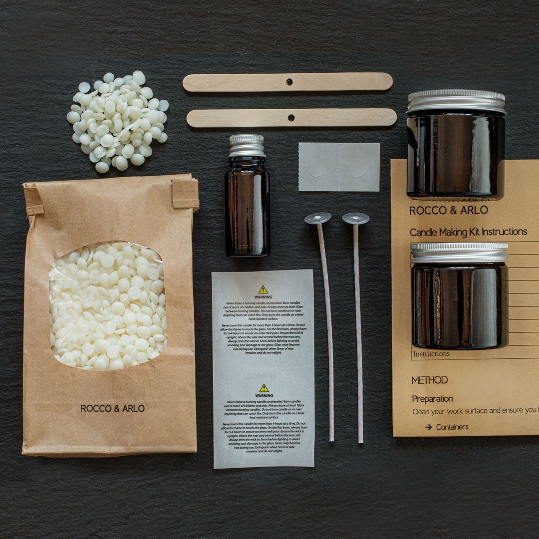 Soy Candle Making Kit to Make 2 DIY Scented Amber Glass Jar Candles -   UK