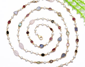 Natural Gemstone multi colour Necklace,genuine multi gemstone necklace, raw gemstone necklace,birth stone necklace,necklace for women ,gift