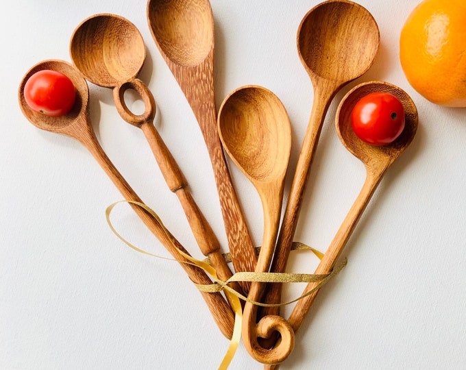 Handmade Doussie Wood Spoons: Natural Kitchen Utensil Set