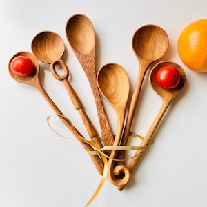 Assorted Handmade Wooden Spoons Natural Beautiful Wooden Spoons Eco friendly Kitchen Utensils Handmade Home Gift image 1