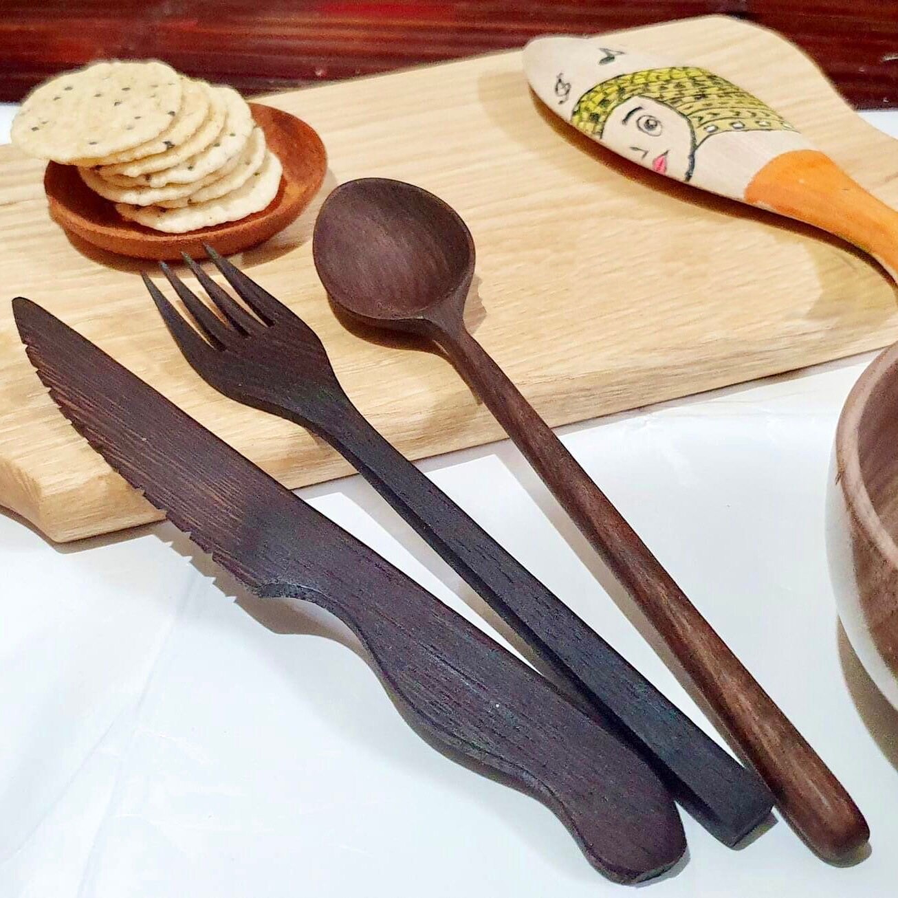 Unique cutlery set, custom silverware set. Spoon,fork,knife. Modern table  decor. - Shop Wood and Epoxy Cutlery & Flatware - Pinkoi