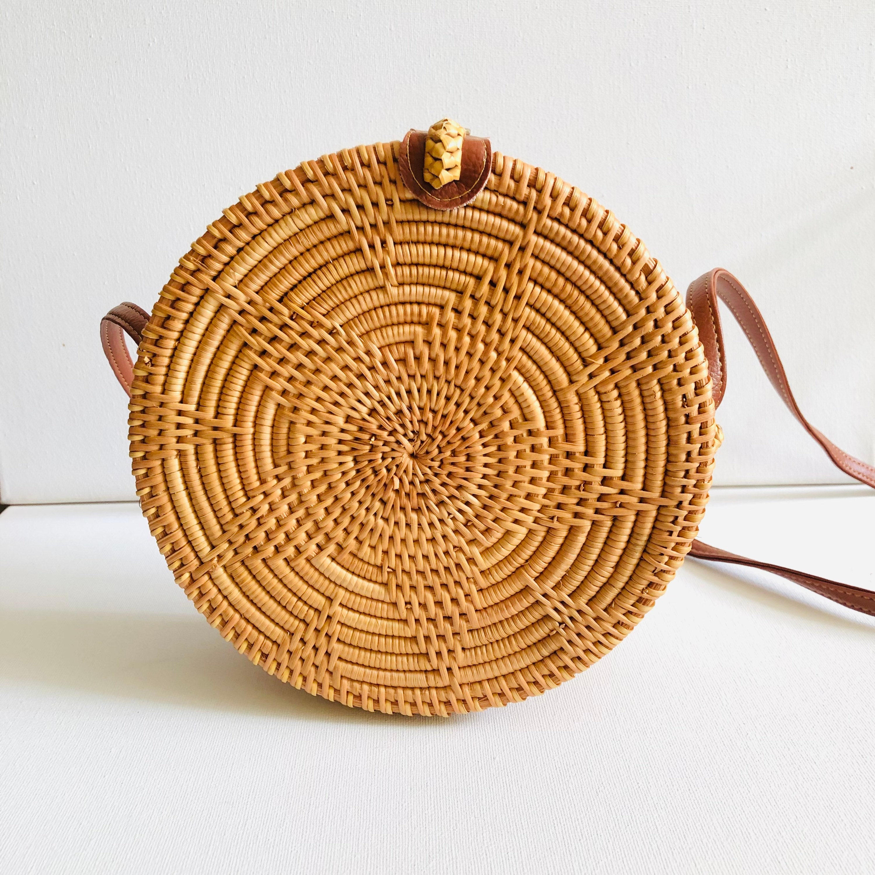 Round Handwoven Rattan Bag | Unique Floral Rattan Bag| Shoulder Boho Bag | Wicker Bag | Handmade Bag | Christmas gifts for her