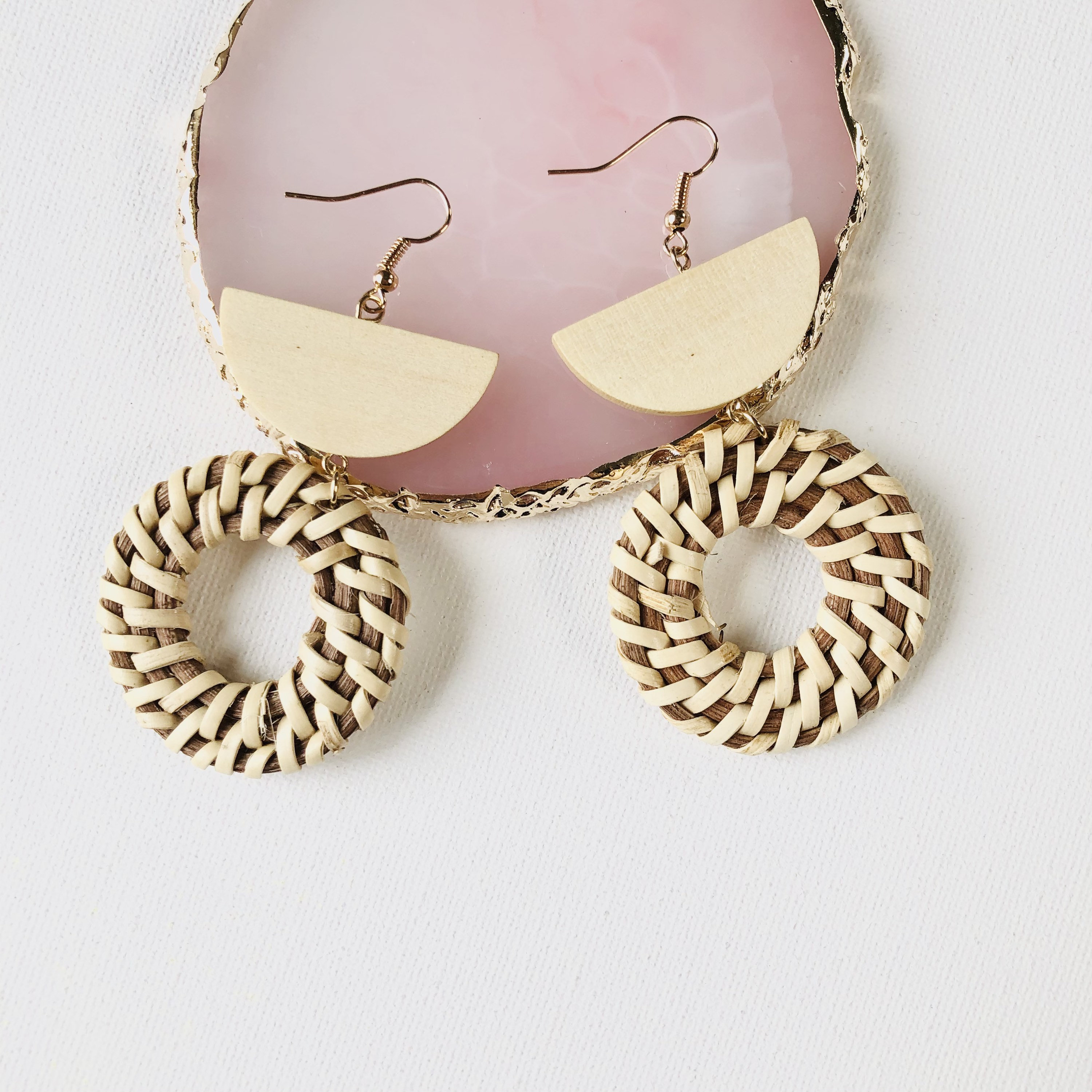 Handwoven Rattan Earrings |Handmade  Hoop Earrings | Boho Earrings | Wicker Earrings | Summer Earrings