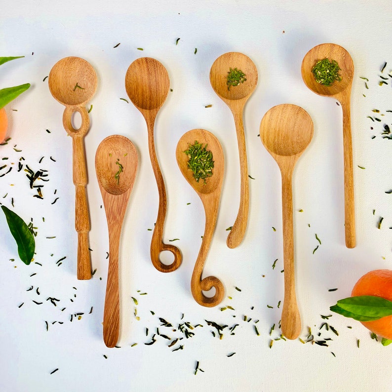 Assorted Handmade Wooden Spoons Natural Beautiful Wooden Spoons Eco friendly Kitchen Utensils Handmade Home Gift Set of 7 Spoons