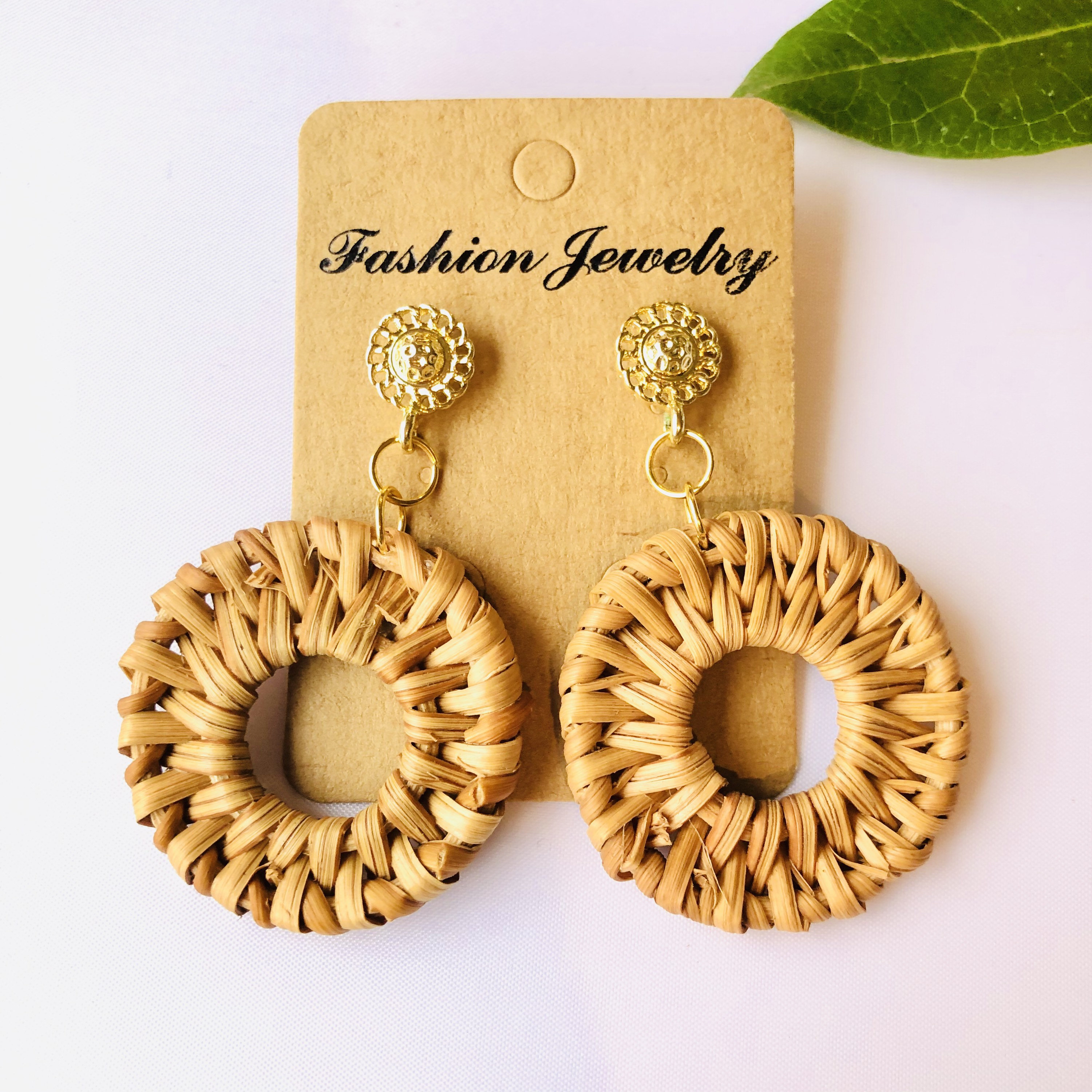 Daisy Handwoven Rattan Earrings |Handmade Earrings | Hoop Earrings |Boho Earrings | Wicker Earrings | Christmas Earrings
