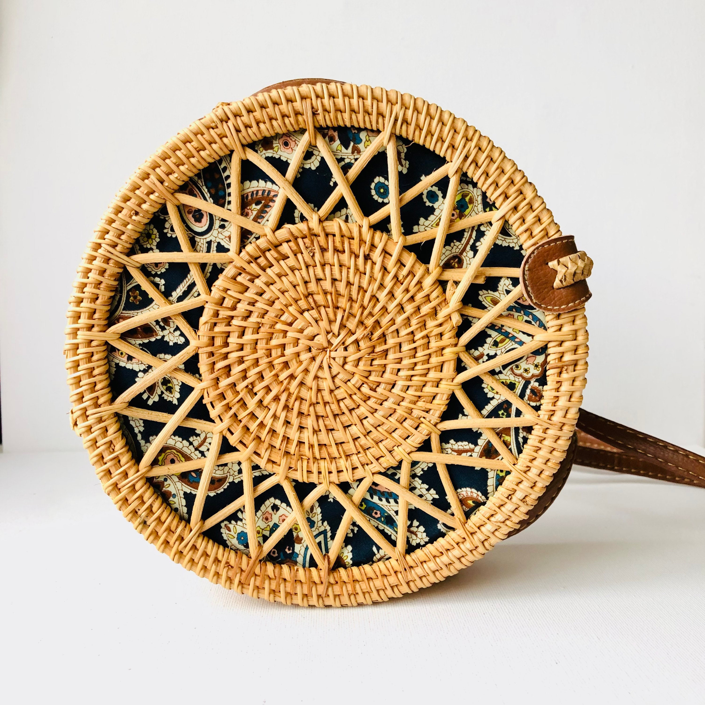Round Handwoven Rattan Bag | Unique Rattan Bag| Beach Bag | Wicker Bag | Bohemian Bag made by Vietnamese Artisans