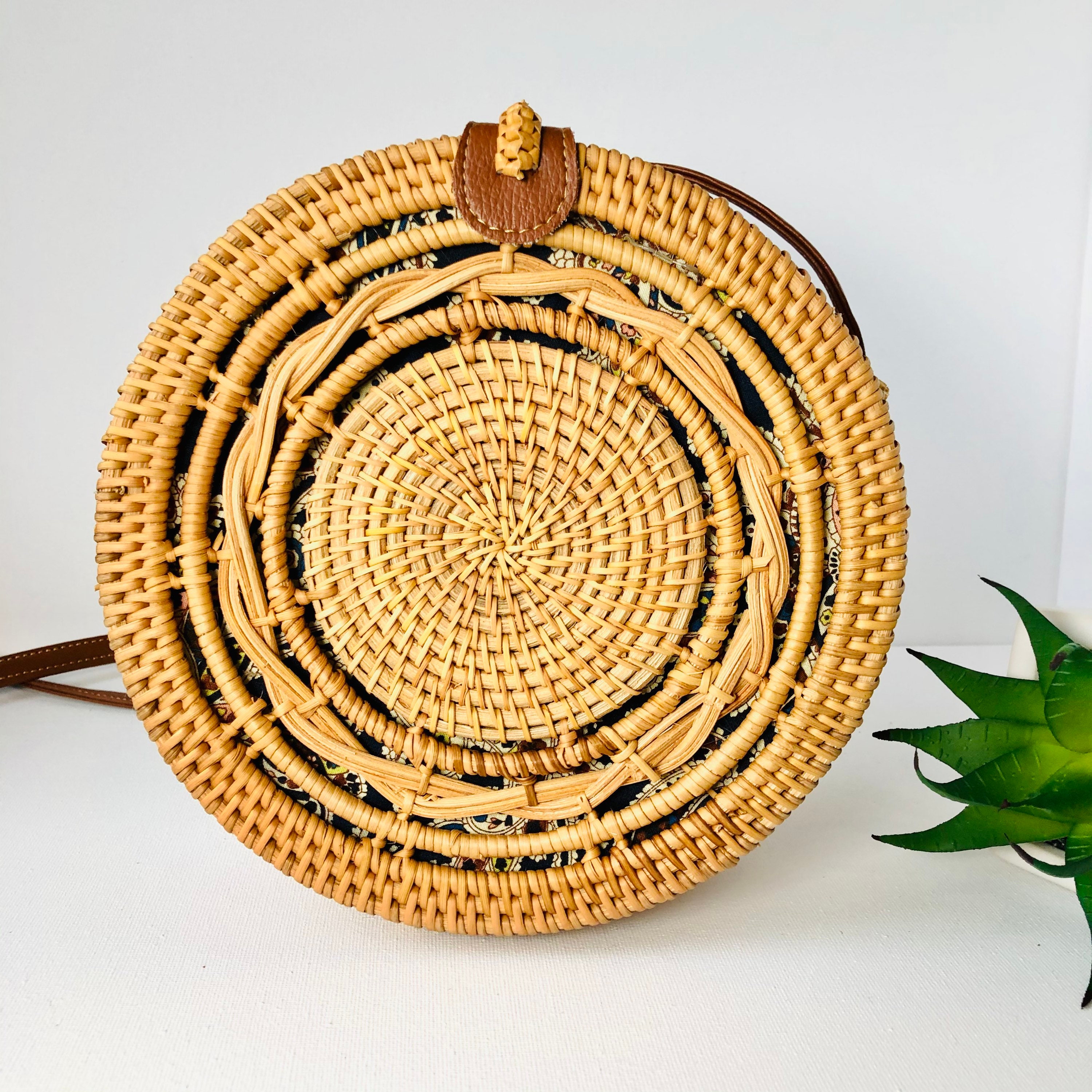 Spring Round Handwoven Rattan Bag | Floral Rattan Bag| Shoulder Boho Bag | Wicker Bag | Handmade Bag | Bohemian Bag