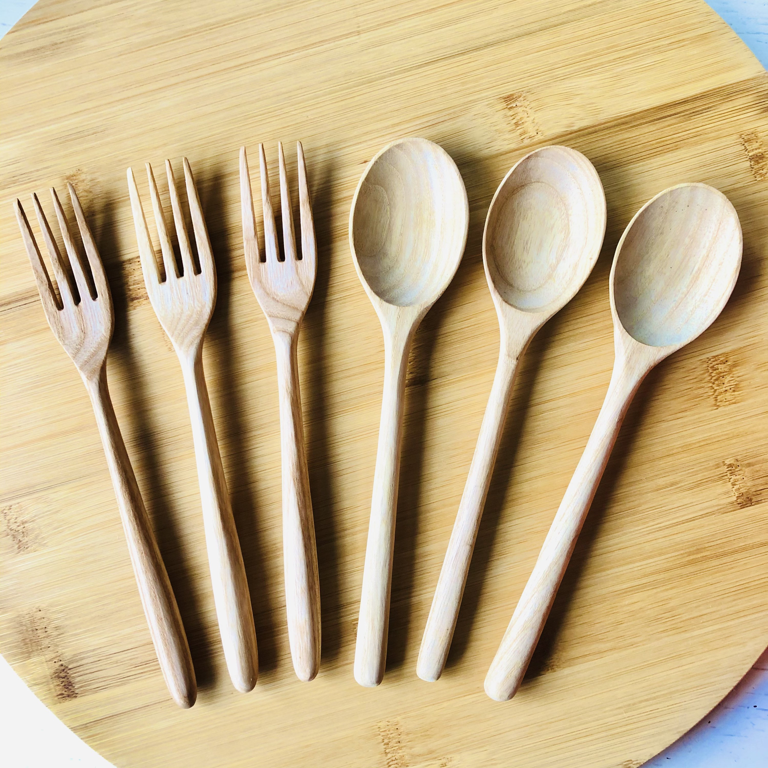 Handmade Wooden Cutlery Set | Wooden Spoon and Fork | Ash wooden Spoon | Handcrafted Cutlery | Reusable Cutlery Set