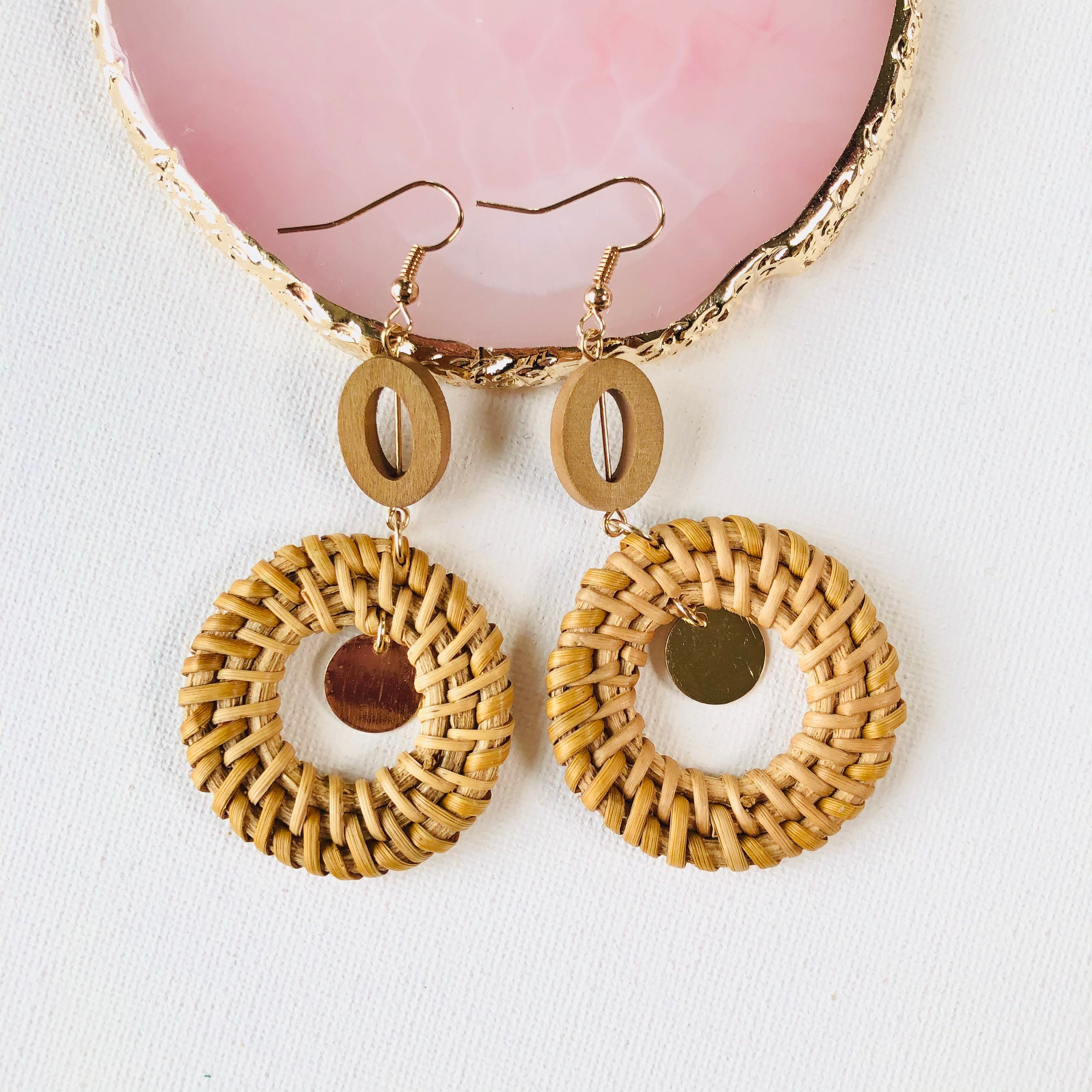 Glamorous Handwoven Rattan Earrings |Handmade Earrings | Stylish Earrings | Wicker Earrings | Summer Earrings