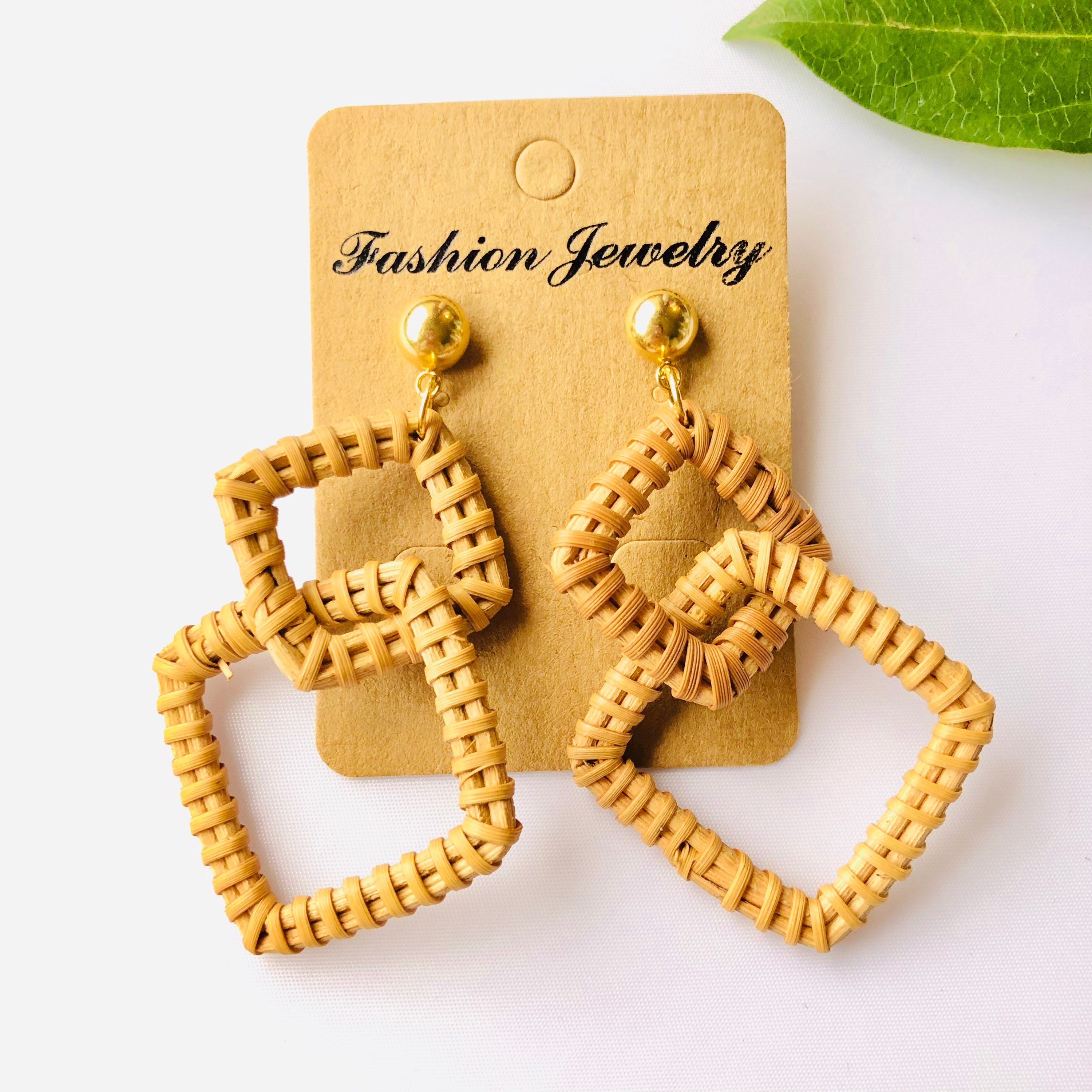 Handwoven Double Squares Rattan Earrings |Handmade Hoop Earrings | Hoop Earrings |Boho Earrings | Wicker Earrings | Christmas Earrings