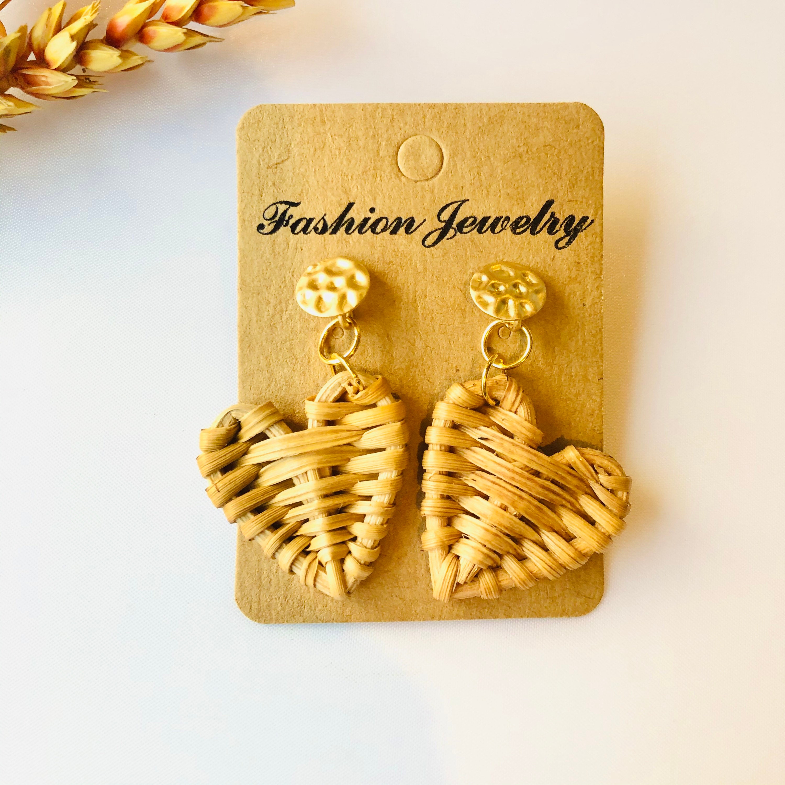 Handwoven Little Hearts Rattan Earrings |Handmade Earrings | Hoop Earrings |Boho Earrings | Wicker Earrings | Christmas Earrings
