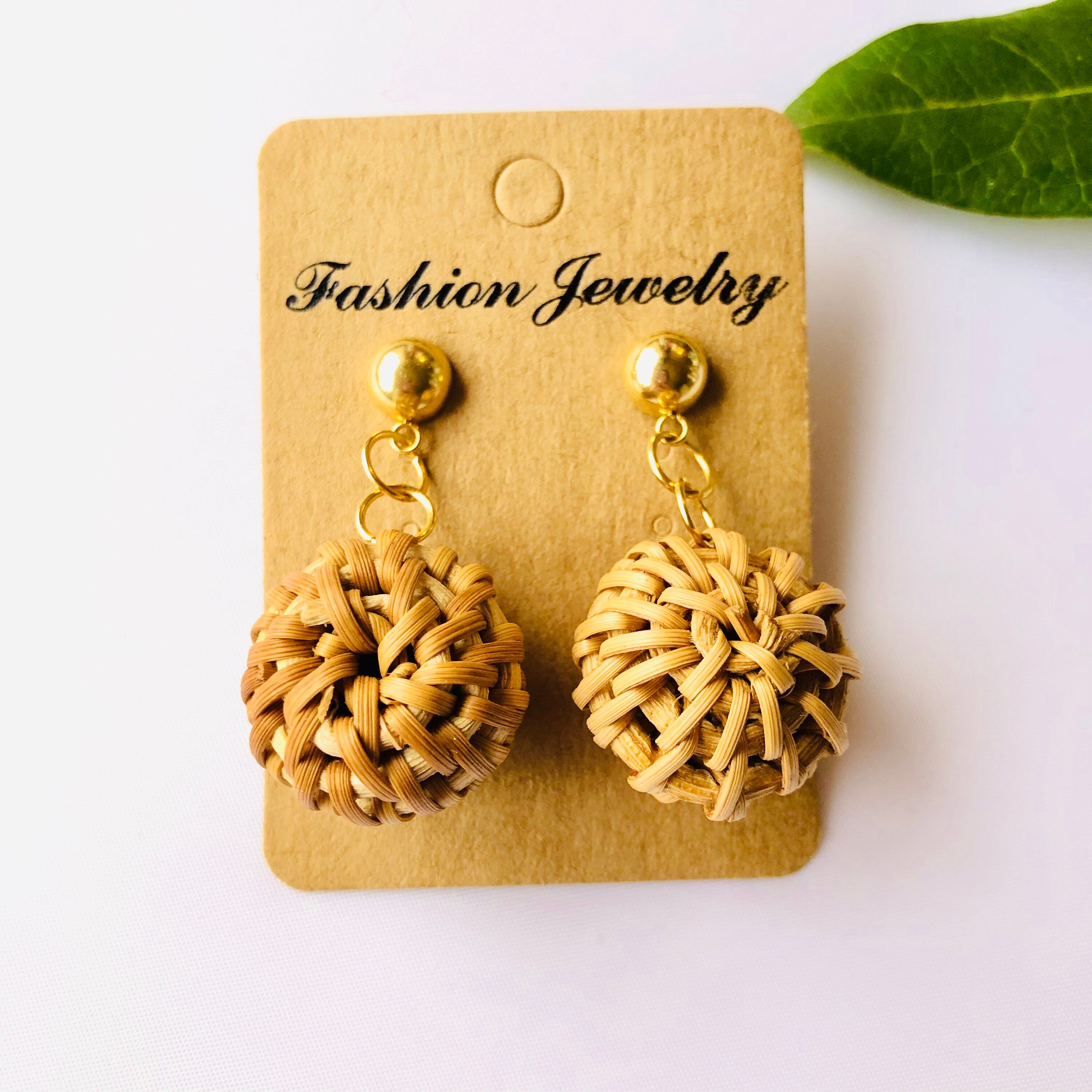Ball Handwoven Rattan Earrings |Handmade Earrings | Dangle and Drop Earrings |Boho Earrings | Wicker Earrings | Summer Earrings