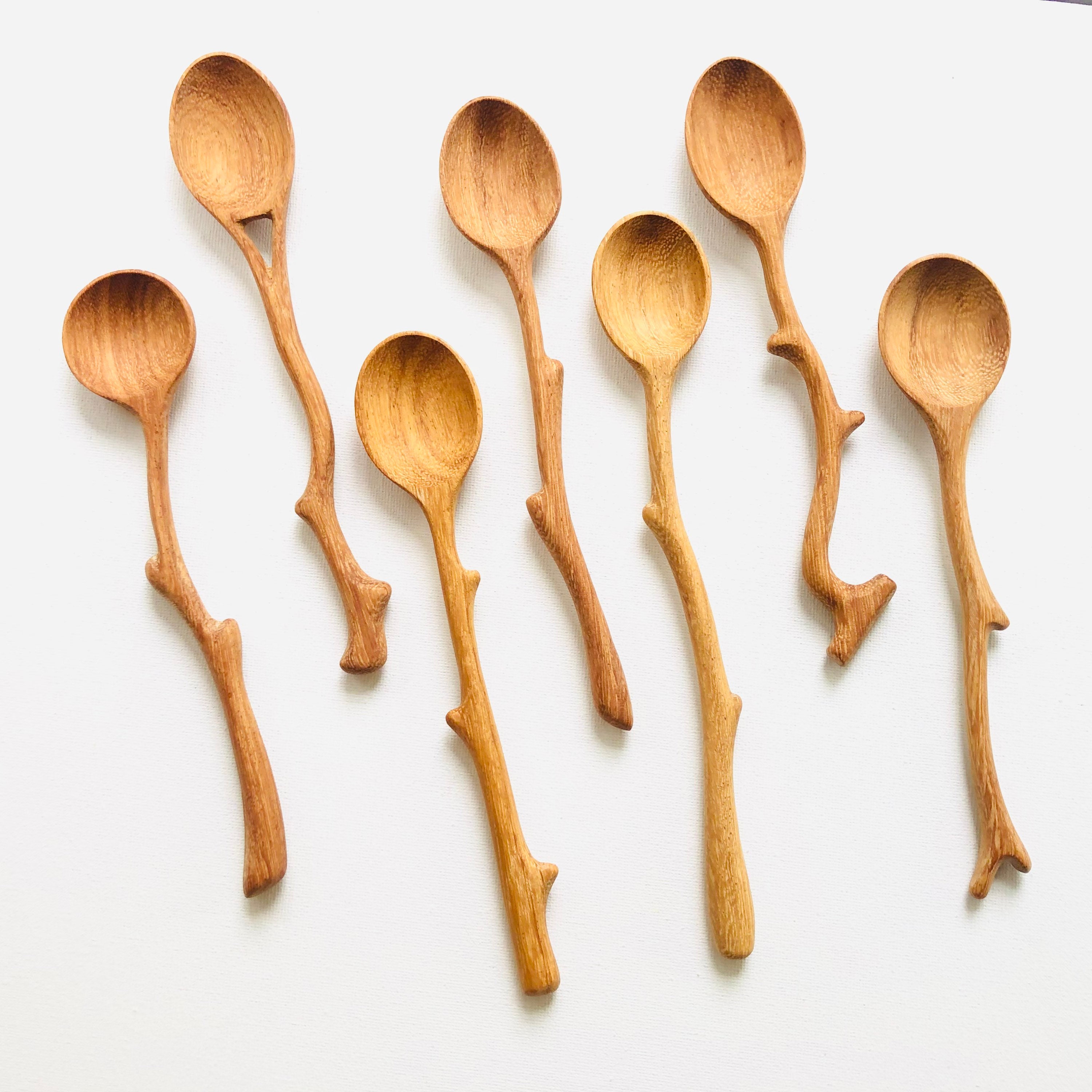 Handcrafted Branch Handle Wooden Spoons | Thorn Spoons | Branch Tree Spoons | Handmade Spoons | Home Kitchen Decor