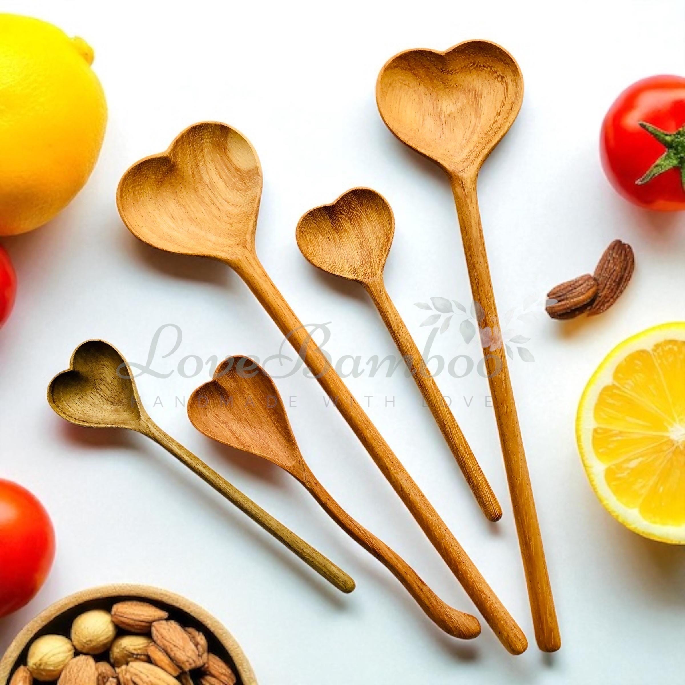 Natural Wooden Heart spoons | Handcrafted Rosewood Spoons  |  Eco-friendly Kitchen Gifts | Hand-Carved Utensils for Home & Kitchen Decor
