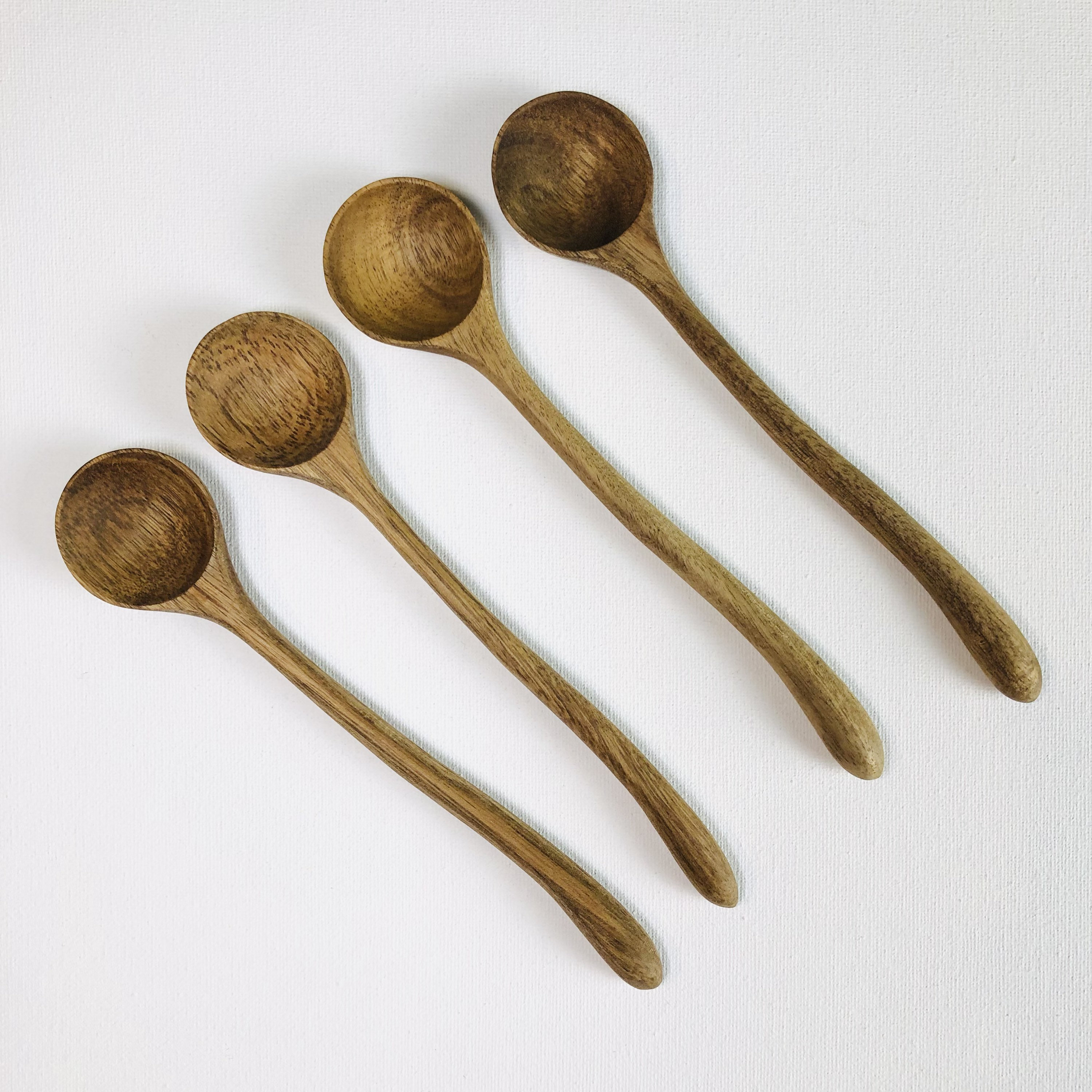 Handcrafted Wooden Spoons With Curvy Handle | Acacia Wooden Spoons Set | Wooden Spoons | Reusable Handmade Spoons