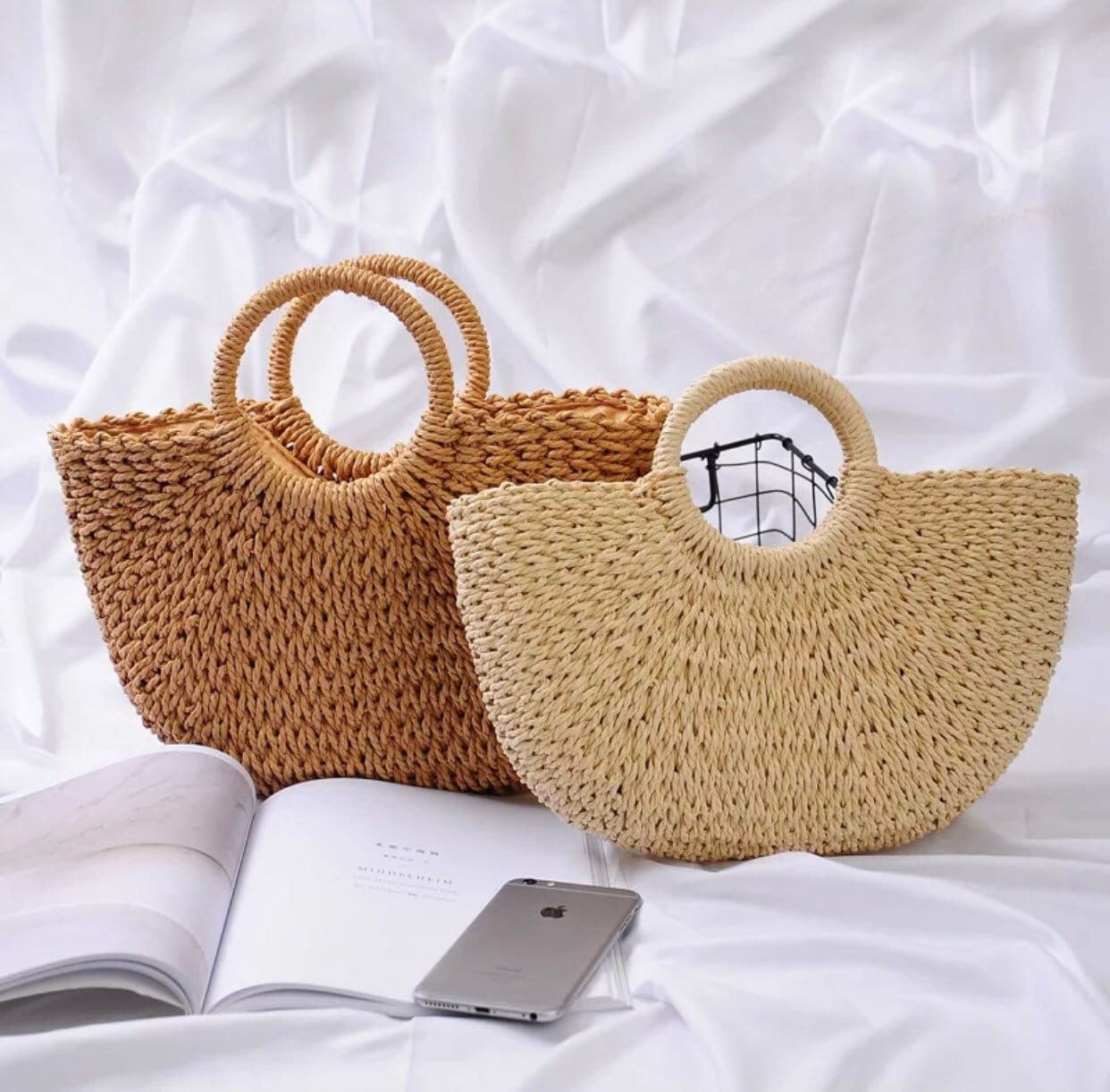 Handwoven Straw Large Half Moon Handbag With Straw Strap - Etsy UK