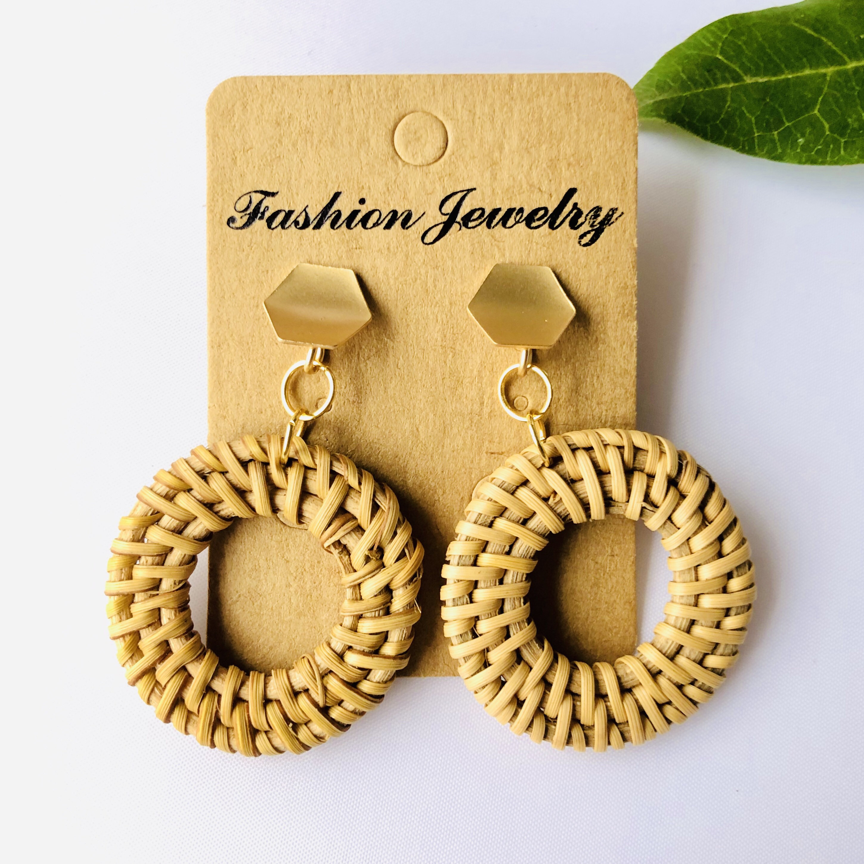 Glamorous Handwoven Hexagon Rattan Earrings |Handmade Earrings | Hoop Earrings |Boho Earrings | Wicker Earrings | Christmas Earrings