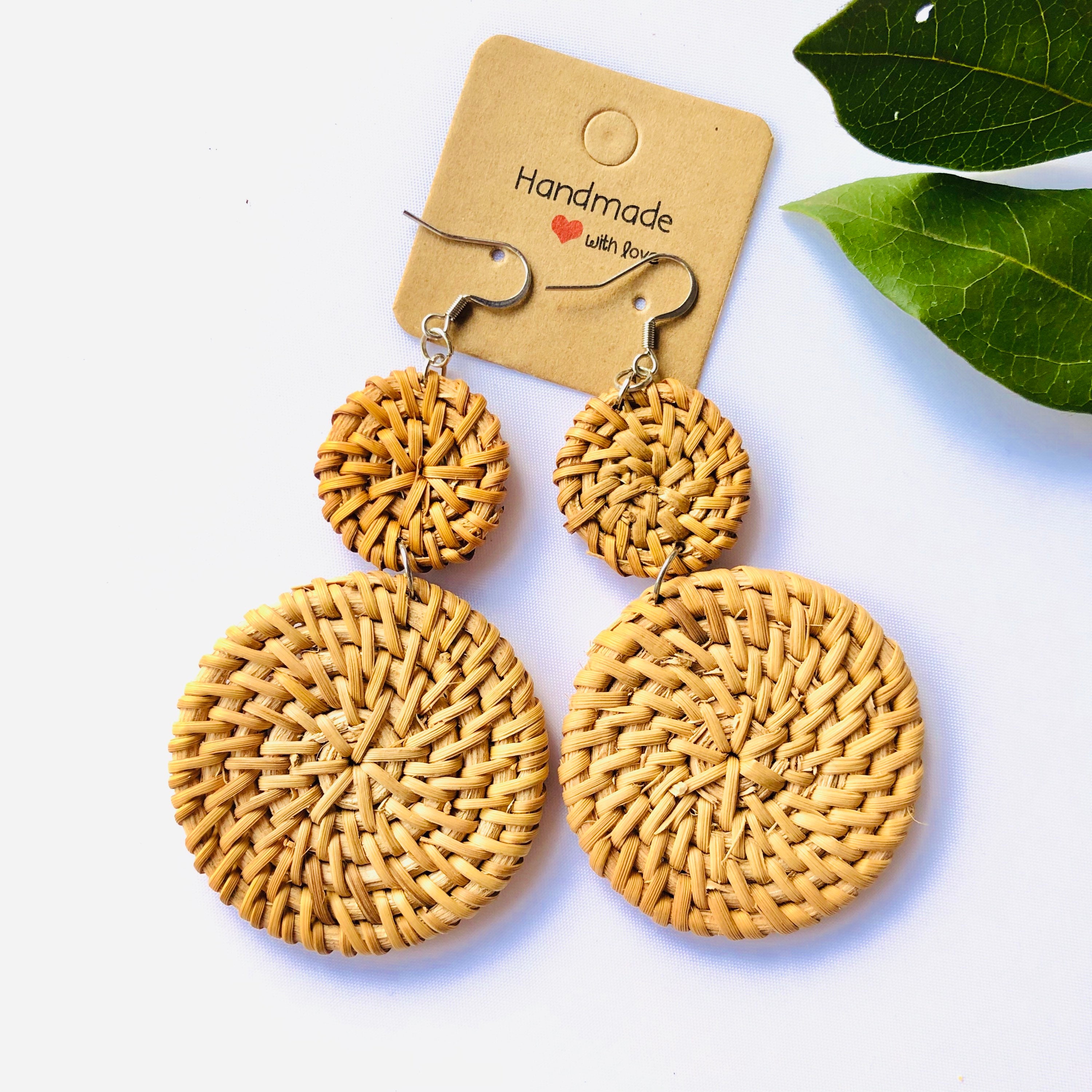Stylish Handwoven Rattan Earrings | Statement Earrings | Circle Earrings