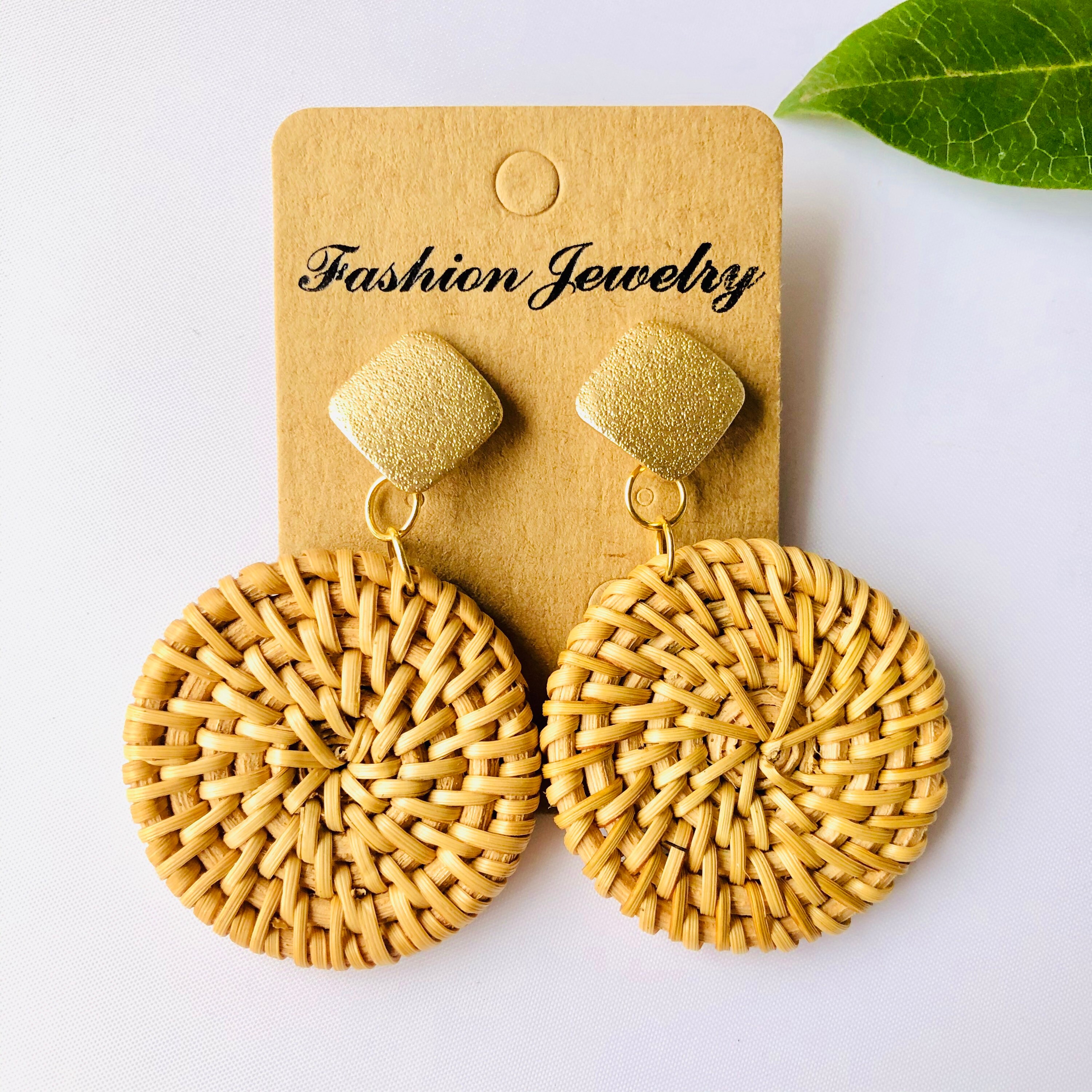 Sparkle Handwoven Rattan Earrings |Handmade Earrings | Hoop Earrings |Boho Earrings | Wicker Earrings | Christmas Earrings