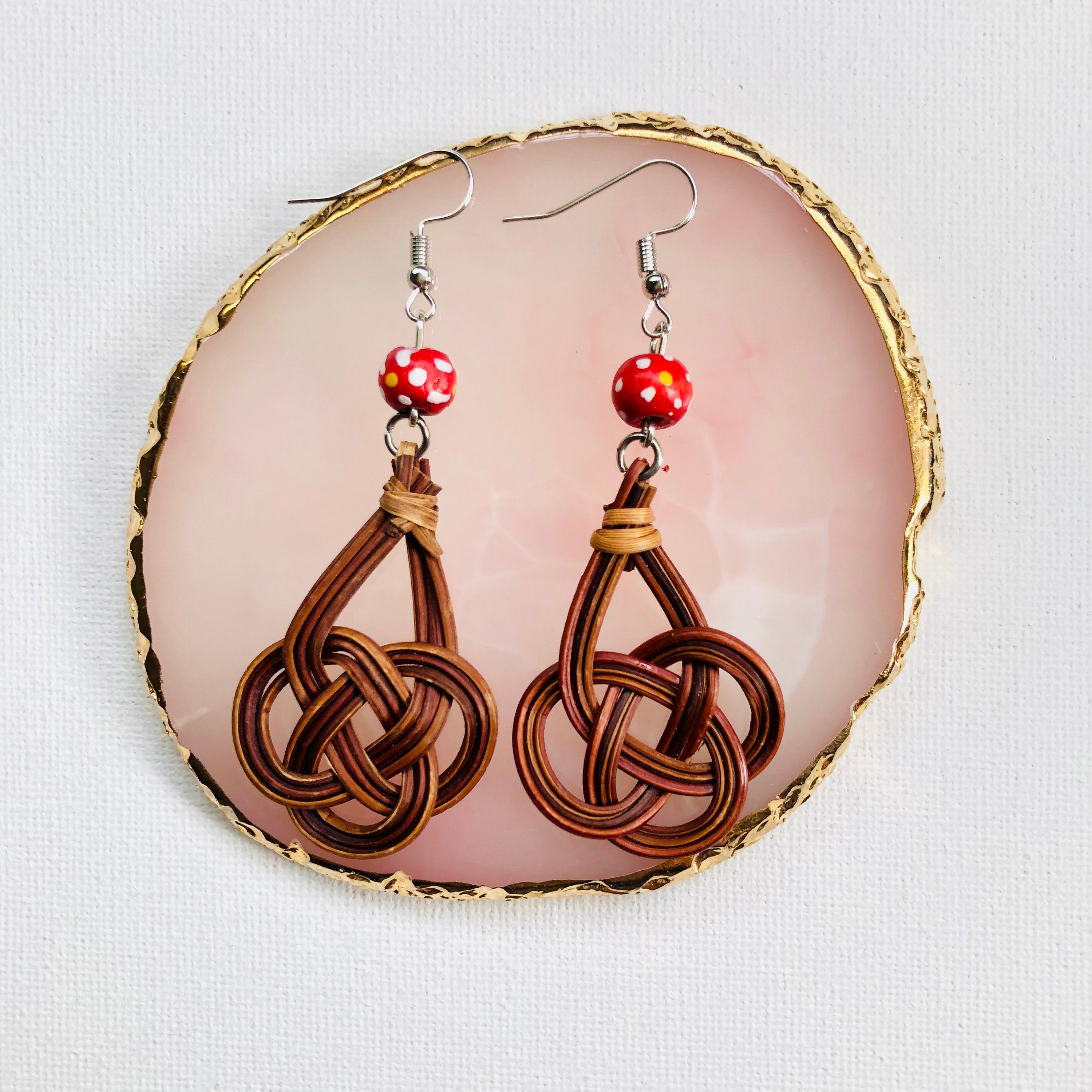Leaf Handwoven Rattan Earrings |Handmade Earrings | Natural Leaf Earrings |Boho Summer Holiday Earrings | Wicker Earrings